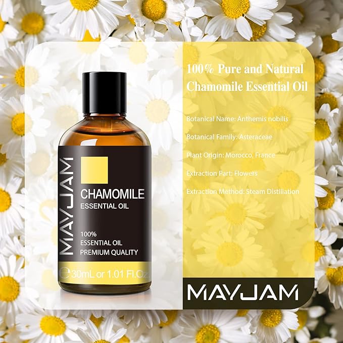 Chamomile Essential Oil, MAYJAM Premium Pure Essential Oils for Diffusers for Home and Office, 1.01FL.OZ/30ML Chamomile Oil for Massage, Diffuser, Candle Soap Making - Bloomnest