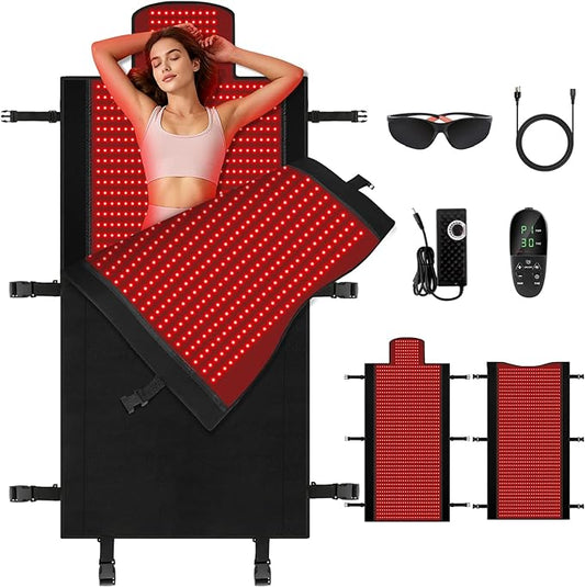 Full Body Red Light Therapy Mat, Large Size Red Light Therapy for Body 660 & 850nm Dual Wavelength Red Light Blanket, Birthday Christmas Gifts for Women Men Mom Dad Father Lover Black fyovuv