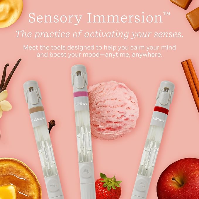Lifelines Pen Diffuser Set, Strawberry Milkshake - 1mm Black Ballpoint Pen with Scented Essential Oil Blend & 2 Ink Refills – Aromatherapy Diffuser & Sensory Immersion Diffuse Aroma As You Write - Bloomnest