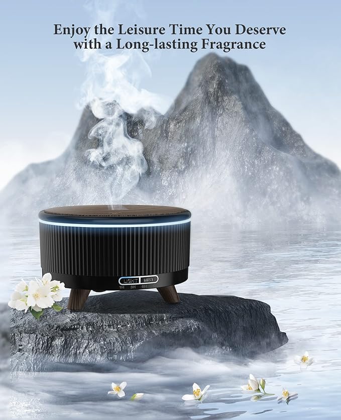 Diffusers for Essential Oils Large Room with Remote, 500ml Aromatherapy Diffuser, 7 Colors Changed Black - Bloomnest