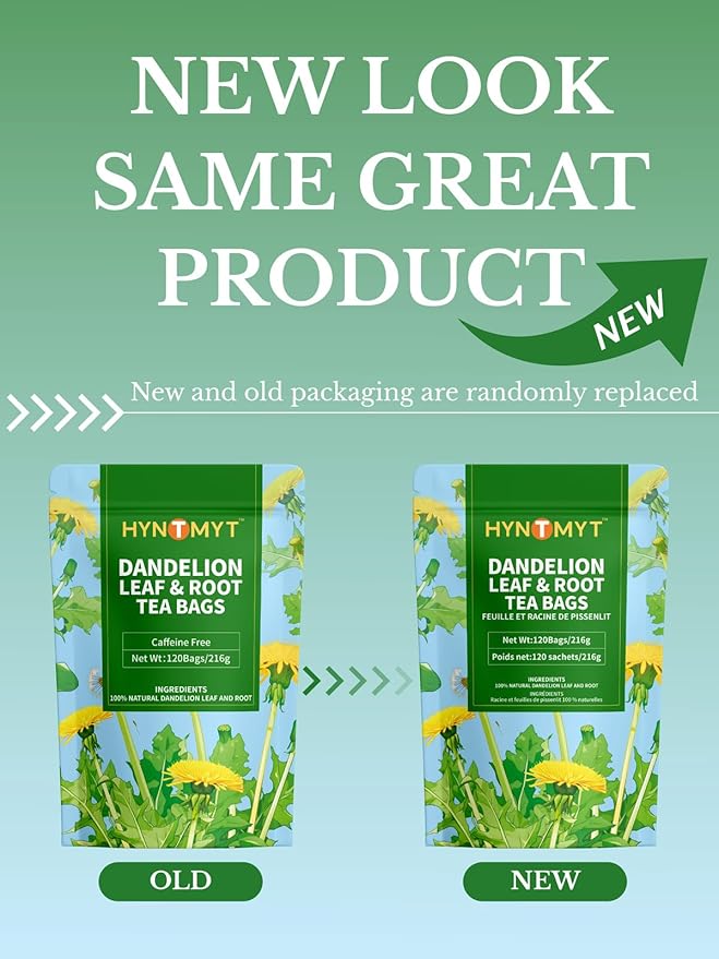 HYNTMYT Dandelion Leaf & Root Tea, Natural Roasted Dandelion Root, Mild & Earthy Taste, Caffeine Free, 120 Count - Bloomnest