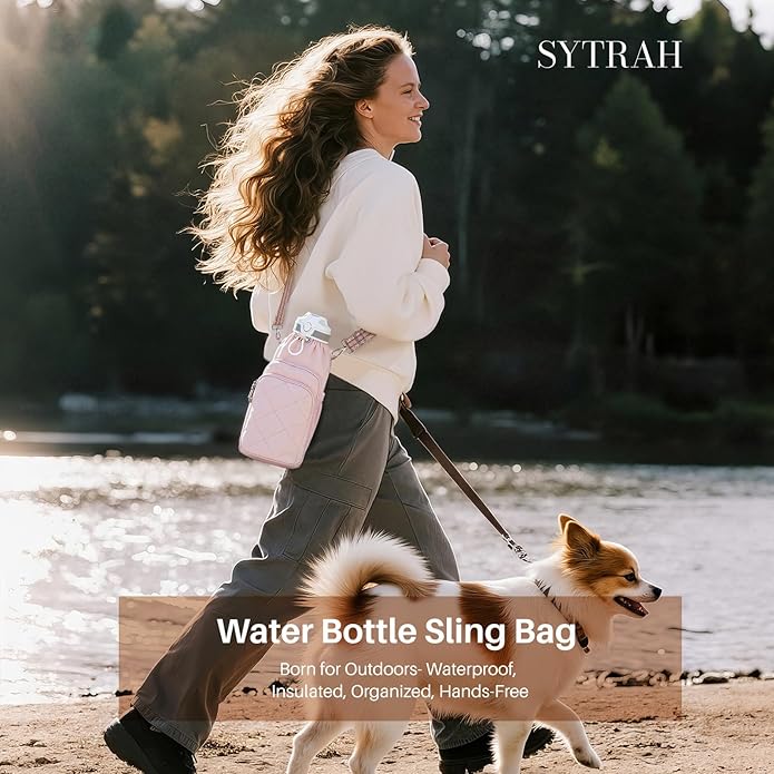 Water Bottle Bag Crossbody，Insulated Water Bottle Purse Crossbody Water Bottle Holder with Strap 40 oz SYTRAH