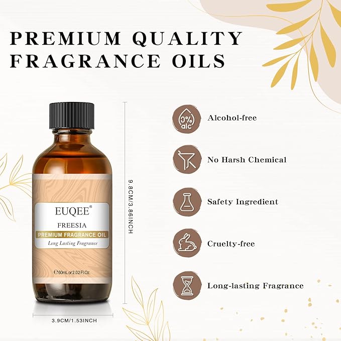 EUQEE Freesia Fragrance Oil, 60ml Premium Grade Essential Oils Scented Oil with Glass Dropper for Diffusers, DIY Soap & Bath Bombs (2.02 Fl oz) - Bloomnest