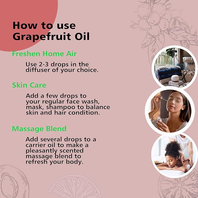 Grapefruit Essential Oil 1 Oz - 100% Pure Grapefruit Oil for Skin, Hair, Diffuser & Cleaning, Natural Citrus Aroma - Bloomnest