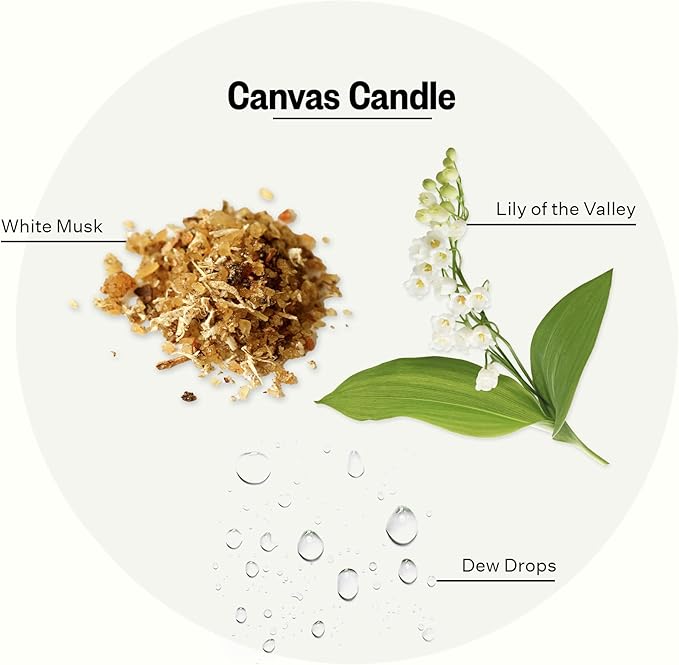 Apotheke Signature Scented Candles for Home, Canvas - 10.5 oz - Soy Wax, Non Toxic, Large Jar White - Luxury Candle Gifts for Women & Men - White Musk, Dew Drops, and Lily of The Valley - Bloomnest