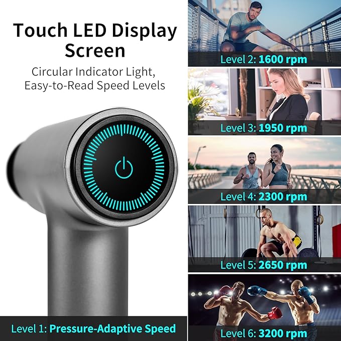 arboleaf Massage Gun deep Tissue, 6 Speeds Powerful Handheld Percussion Muscle Massager Gun with Portable Travel Case for Back, Shoulder, Sore Muscles, Pain Relief for Athletes, Relax, Gifts - Bloomnest