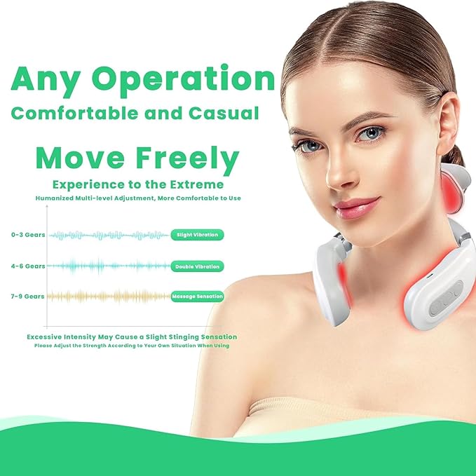 Vitality Magic Pro 2.0 Neck Relaxation Device - Portable Massager with Heat & Vibration Modes Bloomnest