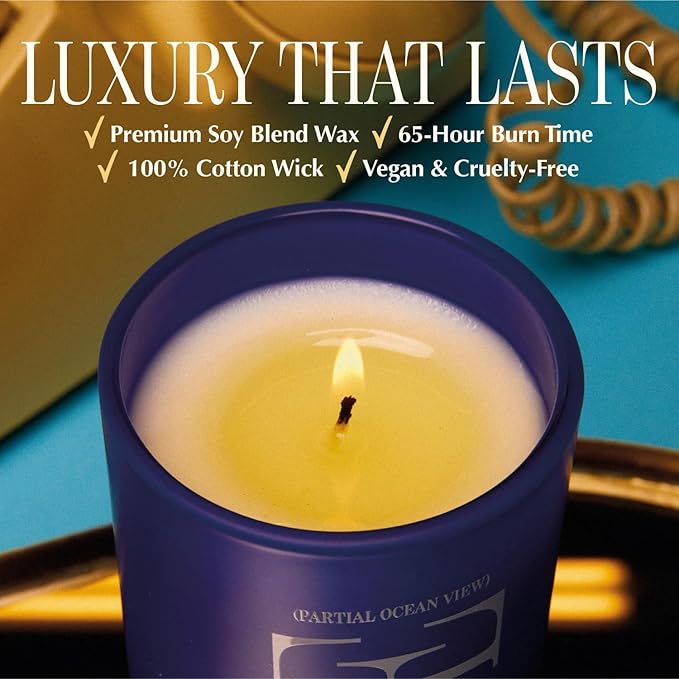 Vacation Partial Ocean View Suite Candle, Luxury Candle with Bergamot, Lavendar & Patchouli, Relaxing Scent for Home Decor, Premium Gift for Home Decor & Ocean Lovers - Bloomnest