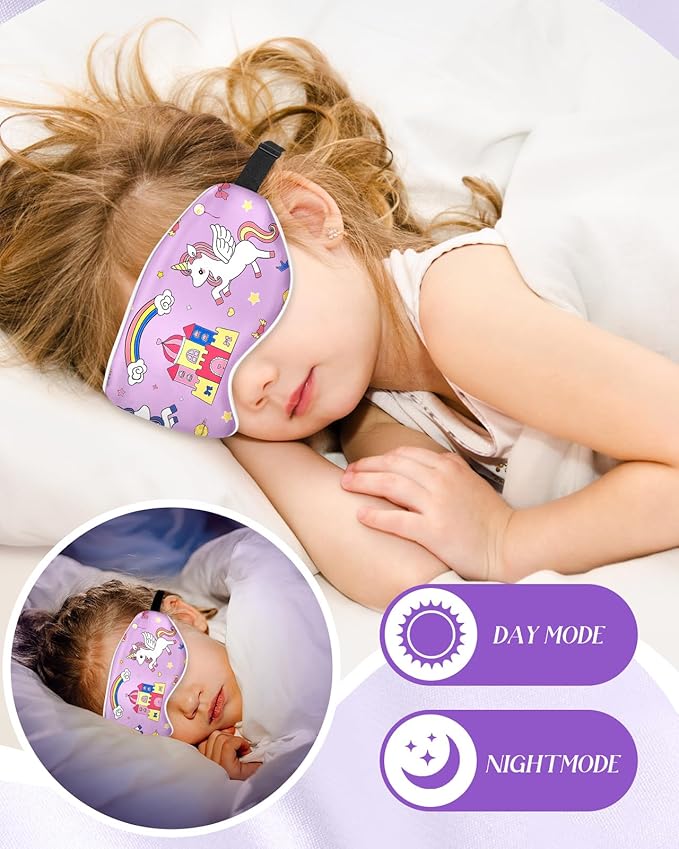 Sleep Mask for Kids - Silk Eye Mask for Sleeping Cute Cartoon Kids Sleep Mask for Boys Girls Teens Soft Smooth Adjustable Straps Silk Kids Eye Cover, CP Unicorn - Bloomnest
