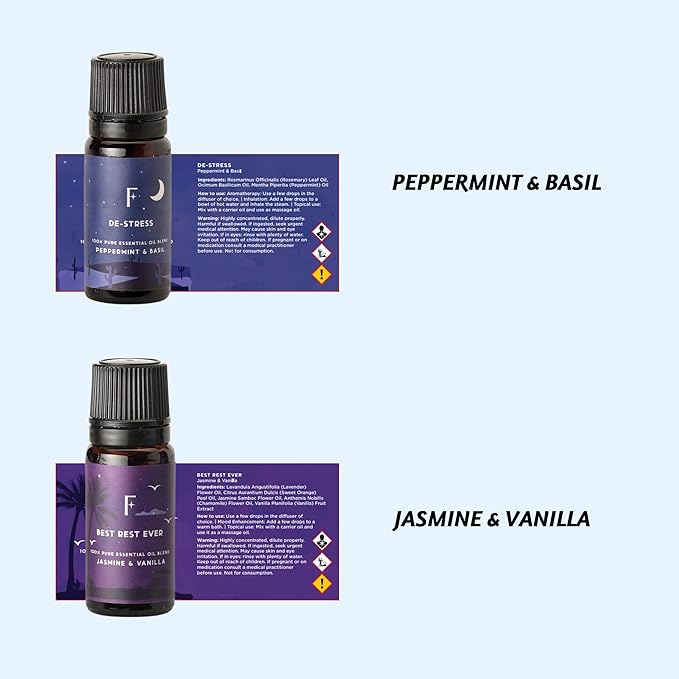 Folkulture Sleep Essential Oils Set for Christmas | Set of 6 Pure Christmas Essential Oils for Diffusers for Home | Lavender, Rosemary & Peppermint | Essential Oils for Relaxation Gifts for Her - Bloomnest