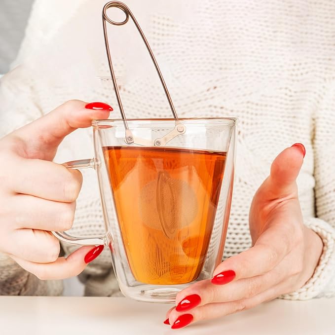 Yinder 20 Pcs Loose Leaf Tea Infuser Stainless Steel Mesh Snap Tea Ball Strainers with Handle Metal (Rose Gold)