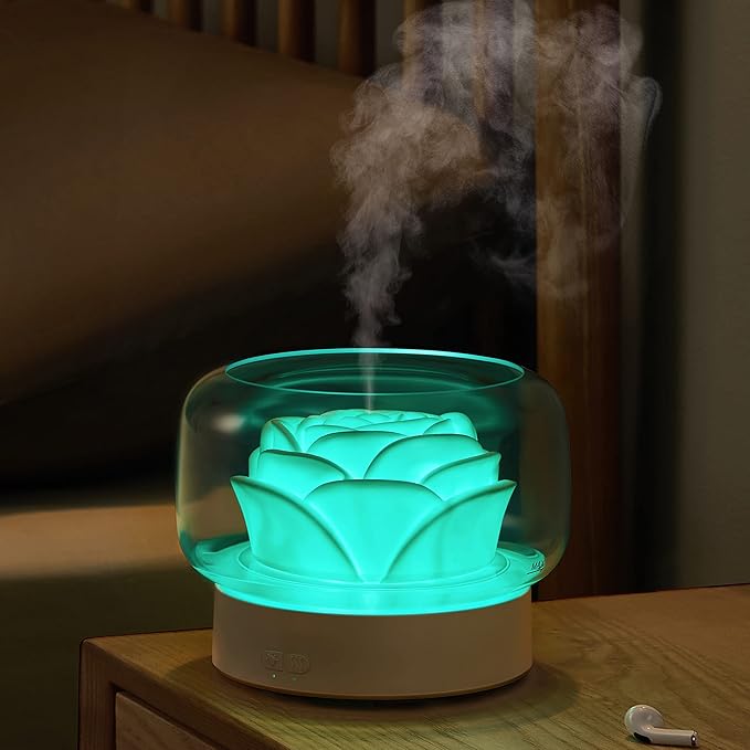 Diffusers for Essential Oils Large Room: SEVEYEE 500ml Aromatherapy Diffuser for Home Bedroom - Big Capacity Running 24 Hours Waterless Auto Off with 7 Colors Lights - White - Bloomnest