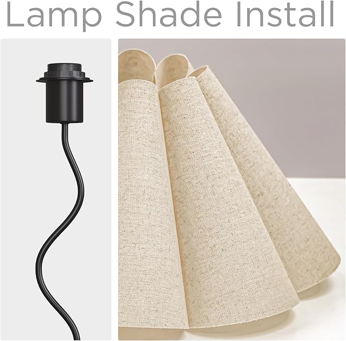 KUNJOULAM Small Table Lamp, Bedside Nightstand Lamp with Umbrella Form Fabric Lampshade Black Base, Morden Mini Desk Lamp for Bedroom Home Office Decor - Bloomnest