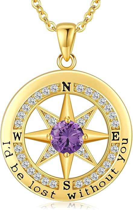 S925 Necklace Gift for Wife |Compass Jewelry |Women Anniversary |Sterling Silver |Girlfriend Birthday Gifts for Her Valentines |I'd be Lost without You |Jewel 18K Gold - Bloomnest