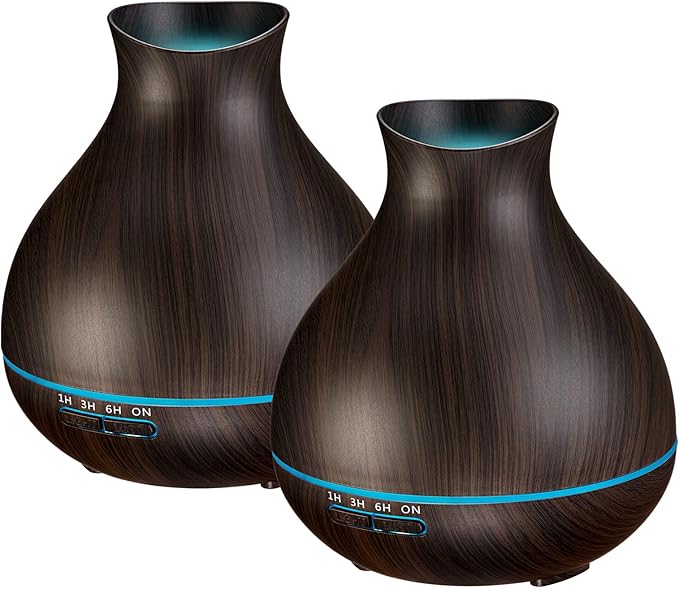 BZseed Aromatherapy Essential Oil Diffusers,2 PCS 550ml High Mist Output Humidifiers for Large Room, Home, Waterless Auto-Off, 7 Color LED Lights Cool Mist Humidifier Ultrasonic Diffusers - Bloomnest