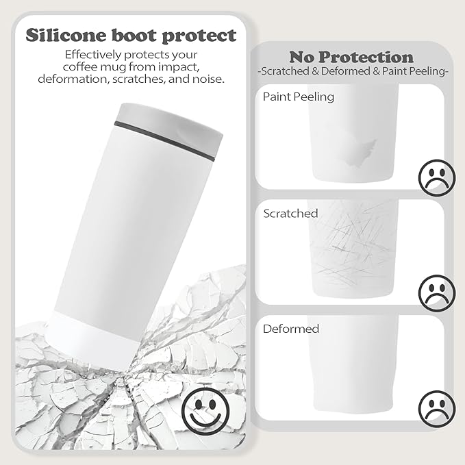 2Pcs Silicone Boot for Owala SmoothSip Slider Coffee Tumbler 20oz 12oz, Anti-Slip Sleeve for Travel Coffee Mug, Protective Accessories for Owala BPA Free (Shy Marshmallow) Kaitiaki