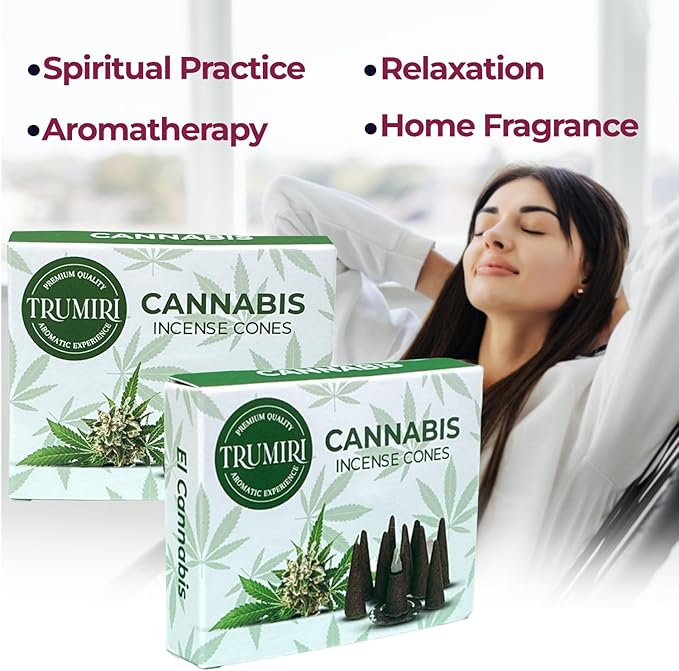 TRUMIRI Cannabis Scented Incense Cones - Total 20 Cone Incense - Dual Pack of 10 Insence Cones - Incense Cones Scented - Cone Incense Scents - Insense Cones - Incent Cone TRUMIRI