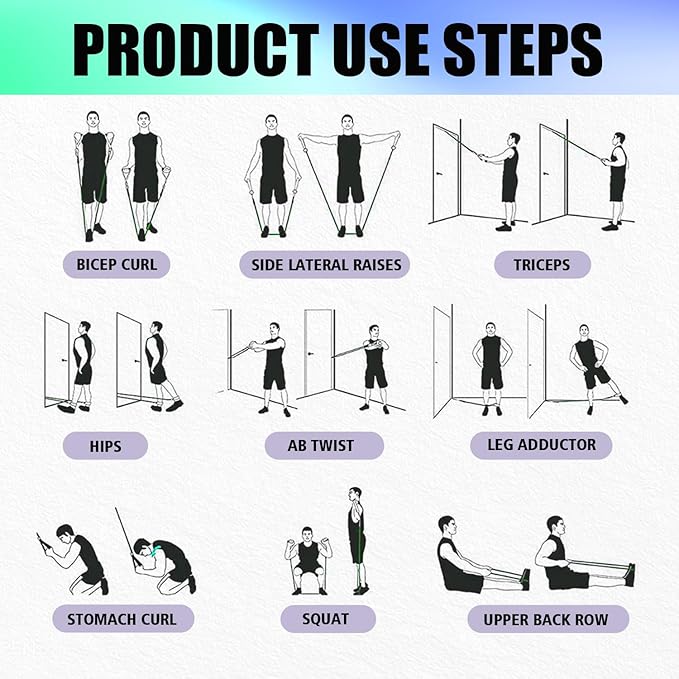 WHATAFIT Resistance Bands, Exercise Bands，Resistance Bands for Working Out, Work Out Bands with Handles for Men and Women Fitness, Strength Training Home Gym Equipment - Bloomnest