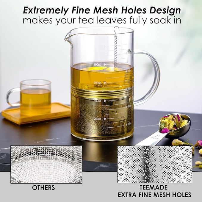 Extra Large Tea Infuser for Loose Tea & Spice Infuser for Cooking,304 Stainless Steel Tea Filters,Extra Fine Mesh Tea Strainers for Black Tea,Iced Tea,Herbs & Soup Etc - Bloomnest