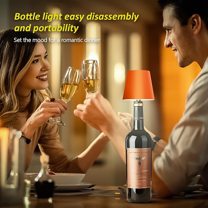 2025 New Wireless Bottle Lamp - LED Bottle Lights for Liquor & Wine Bottles, Cordless Lampshade, Whiskey Bottle Top Light, Bottle Stopper Night Light Kit, Rechargeable 3-Tone Touch-Dimmable - Bloomnest