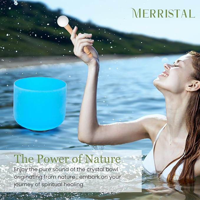 432HZ 6-12 Inch 7 Pcs Colored Frosted Crystal Singing Bowl Set for Meditation Healing Yoga Chakra Quartz Crystal Sound Bowls with Heavy Duty Carry Cases and Rubber Mallet,Suede Striker,O-rings - Bloomnest