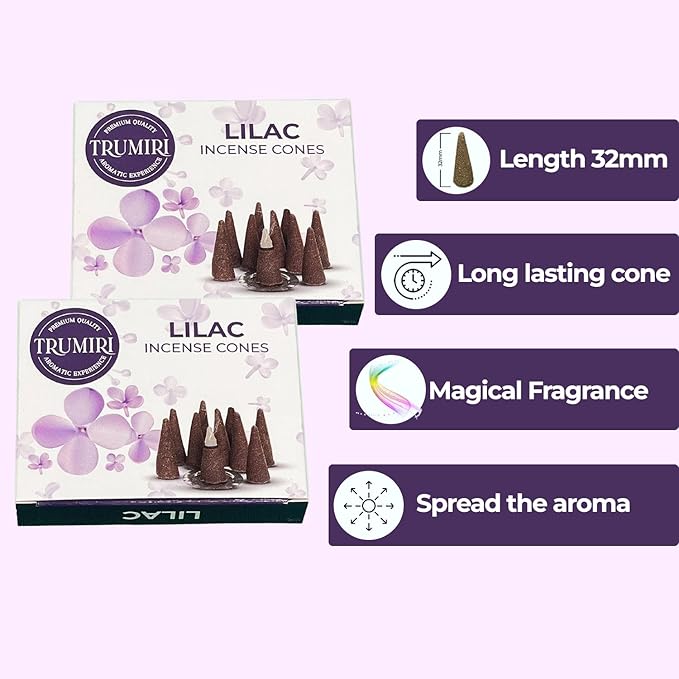 Lilac Incense Cones - 20 Cone Incense - Dual Pack of 10 - Scented