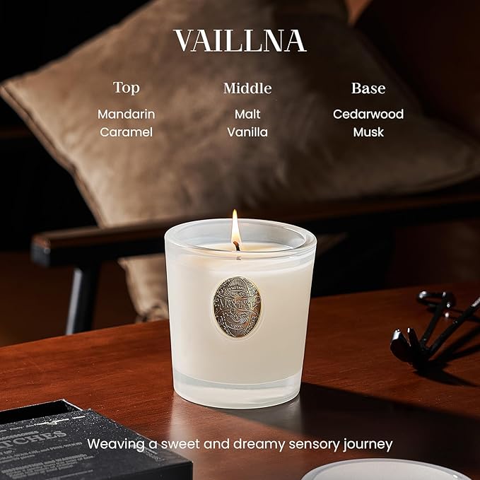 M&SENSE Natural Soy Candle | Vanilla Dream & White | 9.2 oz, 50H Burn Time | Luxury Scented Candle for Relaxation, Gifting, Home Décor | Ideal for Bedroom, Office, Party Ambiance - Bloomnest
