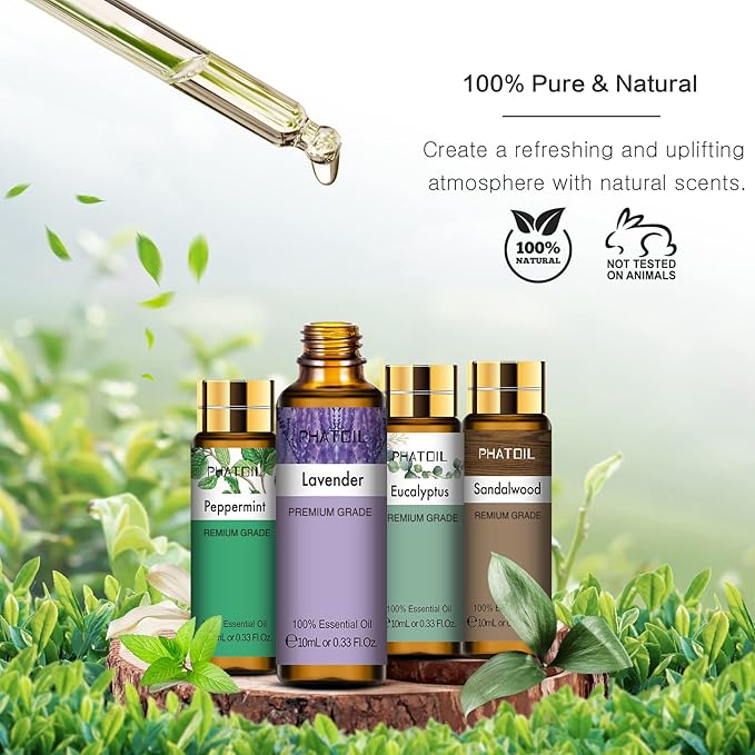 PHATOIL 9PCS Premium Quality Essential Oils Set for Soap Making Diffusers, 10ml/0.33fl. oz Fragrance Oils, Long Lasting Scents, Ideal Gift Set for Friends and Families - Bloomnest