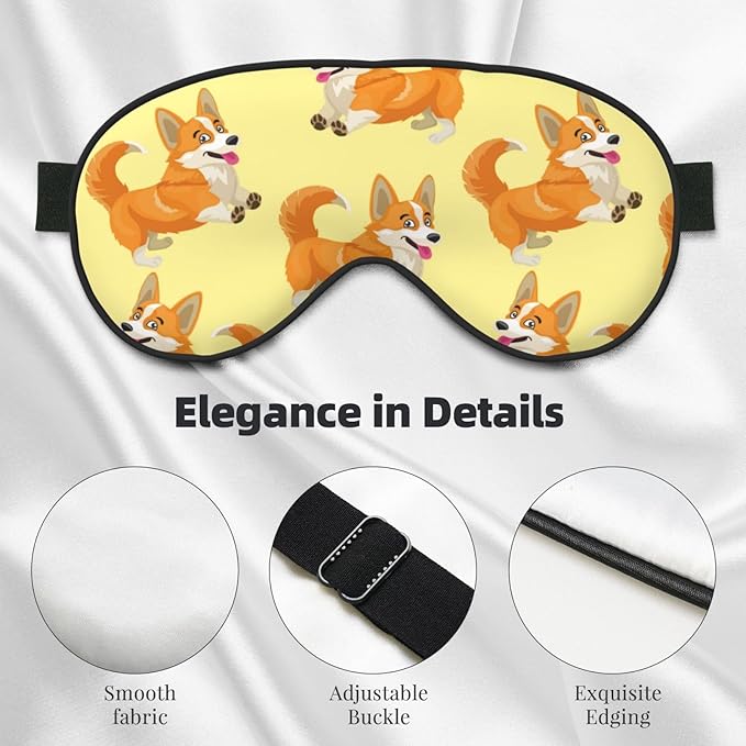 Cute Cartoon Corgi Dog Sleeping Eye Mask Eye Mask for Sleeping Soft Comfort Eye Shade Blackout Eye Cover for Deep Rest Travel Nap Meditation - Bloomnest