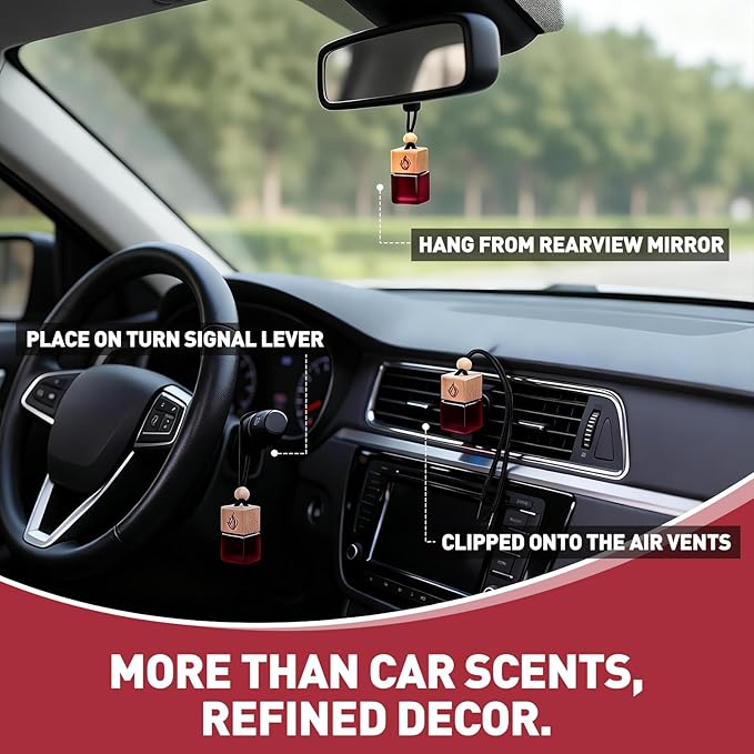 Car Air Freshener Hanging 2 Pack, Rosehip Wine Scent Car Perfume, Long Lasting Automotive Essential Oil Diffuser, Cute Car Accessories for Women Men - Bloomnest