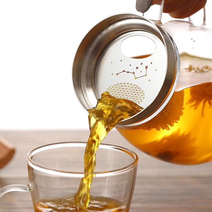 200ml (6.76 oz) Glass Teapot with Stainless Steel Strainer, Small Teapot for Stovetop, Home, Office or Solo Tea Drinking