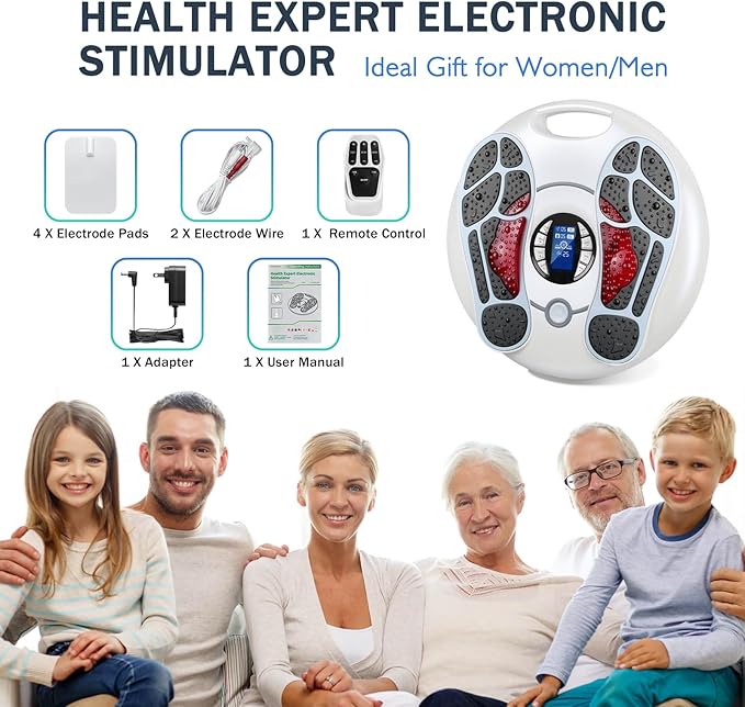 EMS Foot Massager for Neuropathy, Circulation Stimulator - 25 Modes, 99 Intensities, FSA/HSA Approved - Bloomnest
