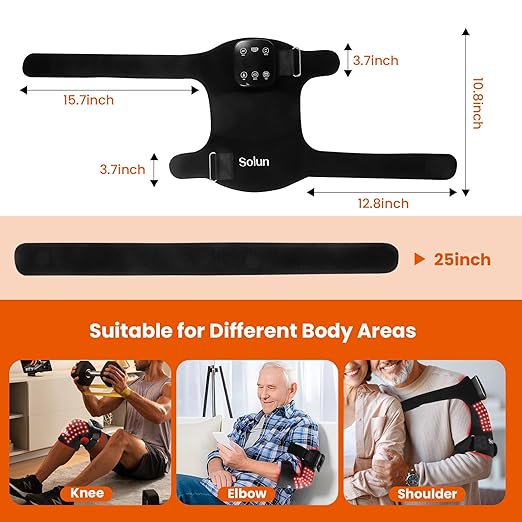 Red Light Therapy Knee Brace with Heated & Vibration Massager for Pain Relief - 660nm/850nm Near Infrared Light Therapy Device, 5000mAh Rechargeable, Adjustable for Knee/Elbow/Shoulder - Bloomnest