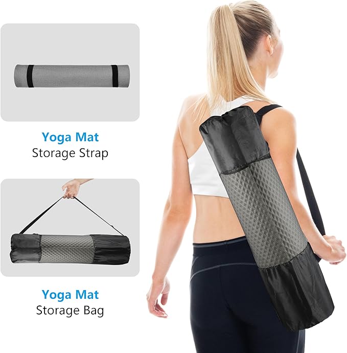 LFS Yoga Mat 72.8" x 31.5" x 2/5 inch Thick With Strap and Bag, Extra Wide Workout Mat for Women and Men, Non Slip Exercise Mat for Home Outdoor Yoga, Pilates, Stretching, Floor & Fitness Workouts - Bloomnest