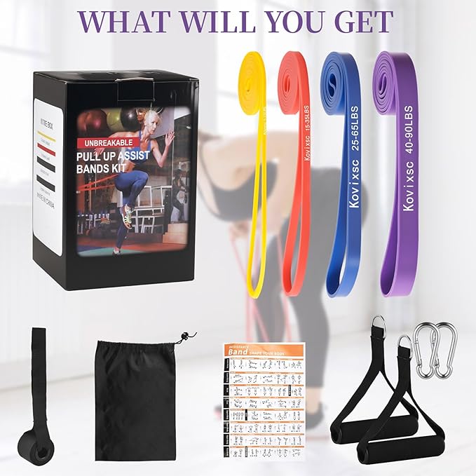 Resistance Bands for Working Out, Pull Up Assistance Bands, Exercise Workout Bands for Men & Women, Gym Bands with Door Anchor & Handle, Stretching Bands for Physical Therapy, Muscle Training - Bloomnest