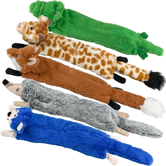 SHARLOVY Dog Squeaky Toys No Stuffing 5 Pack, Plush Crinkle Dog Toys for Large Breed, Durable Doggie Chew Cute Animals Puppy Toy for Teething - Bloomnest