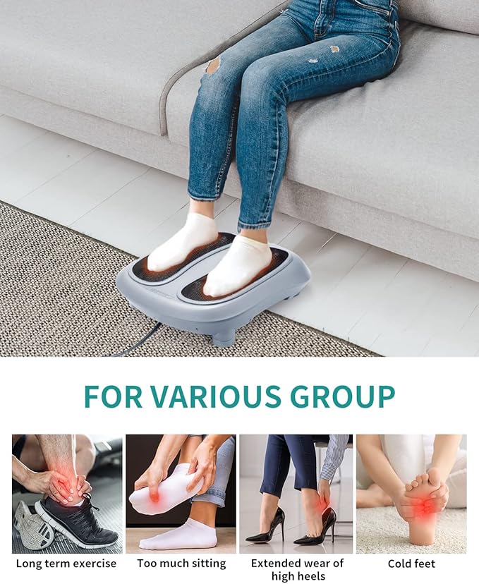 Nekteck Foot Massager with Heat, Heated Foot Massager for Plantar Fasciitis, Pain Relief and Circulation, Shiatus Electric Under Desk Feet Massager Machine, Gifts for Men Woman Him Her Mon Birthday - Bloomnest