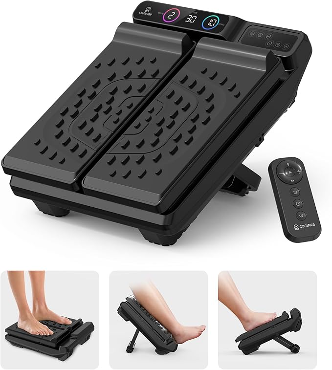 Foot Massager for Neuropathy,Plantar Fasciitis, High-Frequency Vibration Feet Massager with Heat, 30 Speed Levels & 3 Angles Relax Calf Leg and Foot for Circulation Pain Relief, Remote Control - Bloomnest
