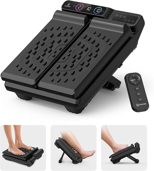 Foot Massager for Neuropathy,Plantar Fasciitis, High-Frequency Vibration Feet Massager with Heat, 30 Speed Levels & 3 Angles Relax Calf Leg and Foot for Circulation Pain Relief, Remote Control - Bloomnest
