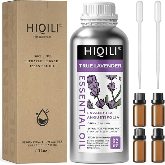 HIQILI 32 Fl Oz Lavender Essential Oil Pure, for Aromatherapy Diffuser, Hair, Includes Premium Dropper-32 Ounces - Bloomnest
