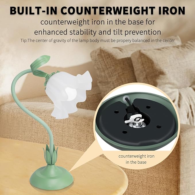 Cute Flower Desk Lamp, 3 Color Temperature Table Lamp with LED Bulb, Vintage Bedside Lamps, Reading Lamps with Soft Light for Bedroom, Living Room - Bloomnest