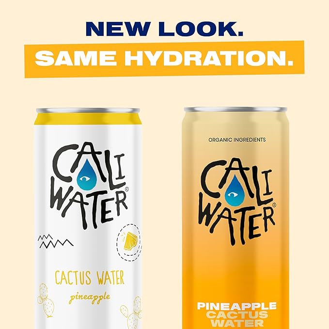 Caliwater - Organic Cactus Water - Pineapple - 5g Sugar, 35 Calories - Coconut Water Alternative - Natural Plant Based Hydration - Skin Care, Electrolyte Drinks - Flavored Water Beverages - 12 Cans - Bloomnest