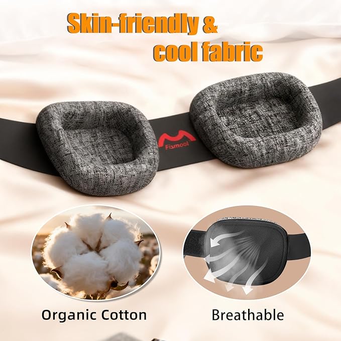 Eye Mask for Sleeping - 100% Blacking Sleep Mask for Men Women, Sleep Mask for Cpap Users with Adjustable Night Blindfold Flight, Travel, Nap, Black - Bloomnest