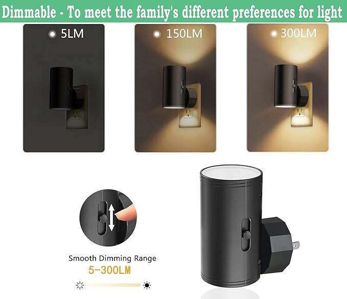 GEPLAD 4 Pack LED Night Light, Plug Into Wall, Dusk to Dawn Sensor, Soft White 3000K,Uplight & Downlight, for Bedroom, Stairway, Hallway,Bathroom Dimmable - Bloomnest