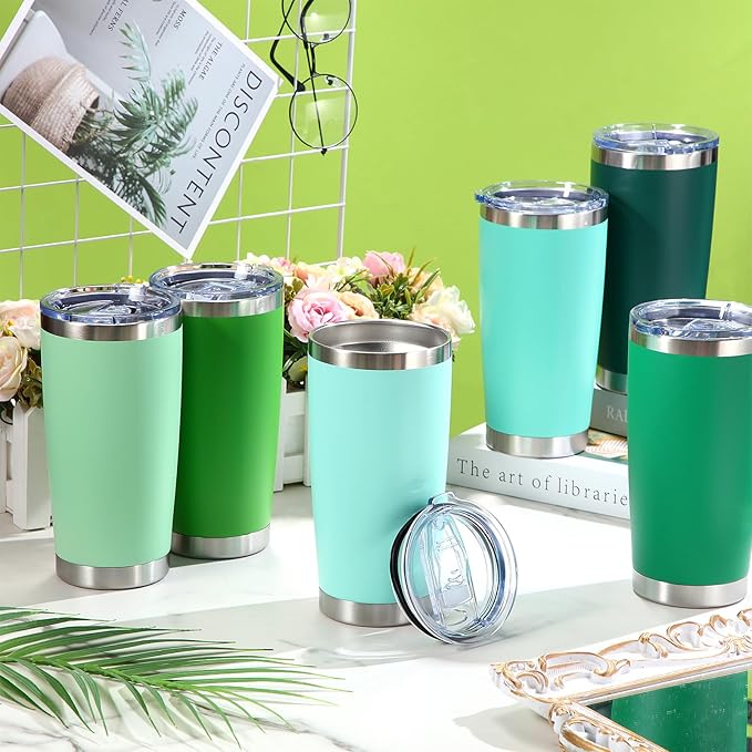 Sieral 36 Packs Stainless Steel Tumbler Bulk with Lid Vacuum Double Wall Insulated Travel Coffee Mug Powder Coated Tumbler Cup for Graduation Wedding Christmas Birthday Party(Cool Color, 20 oz) - Bloomnest