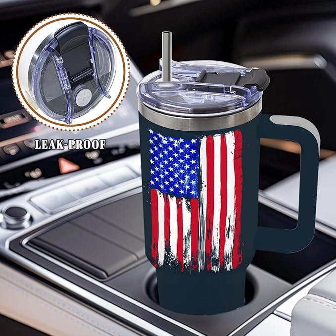 DUUV American Flag Tumbler 40 Oz, Patriotic Travel Mug for Men Dad Him, Stainless Steel Insulated Mug with American Flag, Christmas Thanksgiving Birthday Gift for Patriotic Americans, 1PCS - Bloomnest