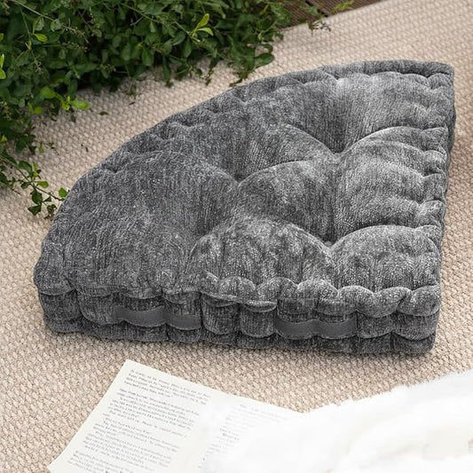 Fan-Shaped Floor Cushion Fan Floor Pillow, Meditation Cushion for Sitting or Yoga, Pizza Cushions Thick Outdoor Seating for Kids for Adults 28"*28" Gray - Bloomnest