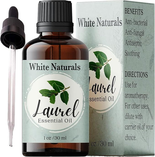 White Naturals Organic Laurel Leaf Essential Oil, 100% Pure Therapeutic Grade Undiluted Natural/Homeopathic Aromatherapy Scented Bay Essential Oil for Diffuser, Vegan Cruelty-Free 1 oz - Bloomnest