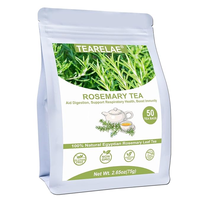 TEARELAE - Rosemary Tea - 1.5g x 50 Count - 100% Pure Rosemary Leaves Tea Bag - Country of Origin Egypt - Aid Digestion & Support Respiratory Health - Bloomnest