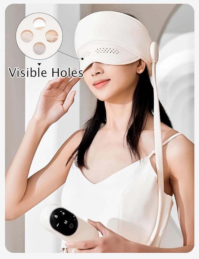 Head Massager, Scalp and Eye Massager with Heat, Head Massager Scalp Stress Relax, Migraine Caps for Women, Excedrin Tension Headache Massager for Forehead and Temple (Beige) CYTJ